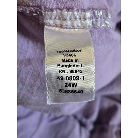 Woman Within Lavender Cotton Pants 24W Wide Leg Cropped Plus Size Comfy Chic - Picture 8 of 9